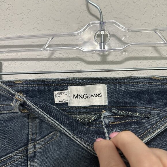 Mango Denim Strapless Mini Dress Womens Size 4 Stretch 1/4 Zip Up 2000s - Picture 5 of 6